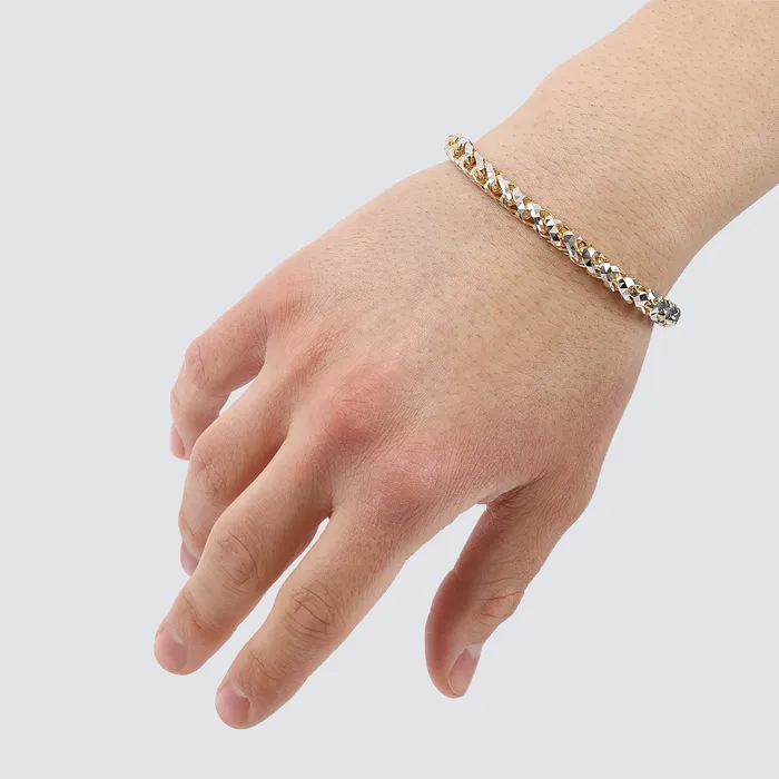 60MM Saint Franco Bracelet TwoTone Prism Cut Saints Gold Bracelets 60MM Saint Franco Bracelet TwoTone Prism Cut Saints Gold Bracelets