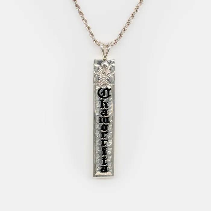 925 Sterling Silver Custom Made To Order 8mm Chamorrita Plumeria and Scroll Vertical Pendant rosamarianas Necklaces