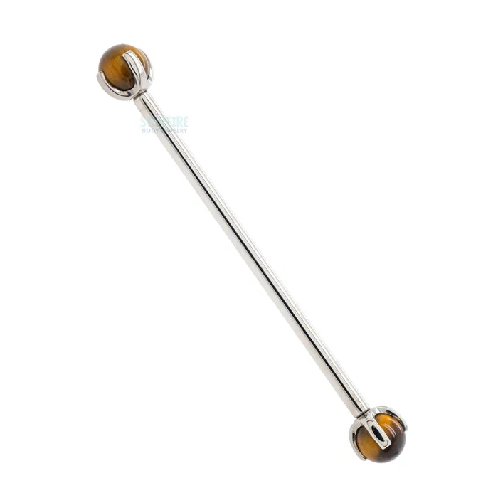 Anatometal Earrings Natural Stone Orb ClawSet Industrial Barbell