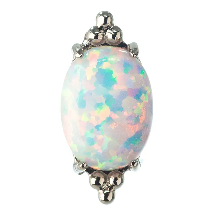 Anatometal Earrings threadless FaraTa End in Gold with Oval Opal Cabochon