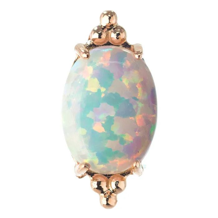 Anatometal Earrings threadless FaraTa End in Gold with Oval Opal Cabochon