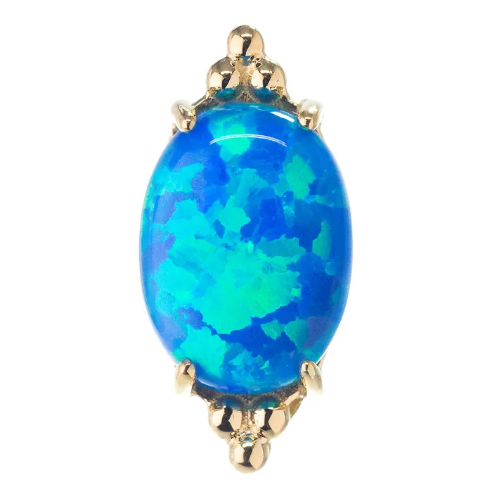 Anatometal Earrings threadless FaraTa End in Gold with Oval Opal Cabochon