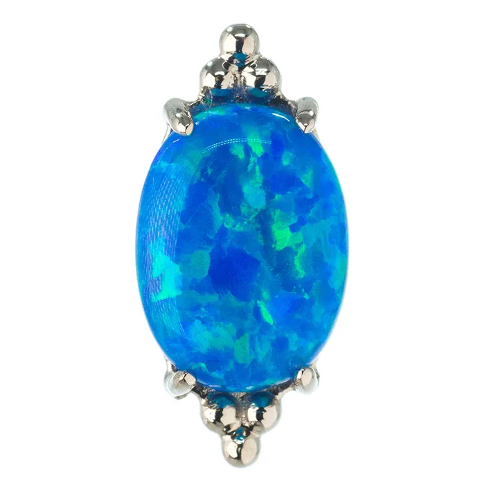 Anatometal Earrings threadless FaraTa End in Gold with Oval Opal Cabochon