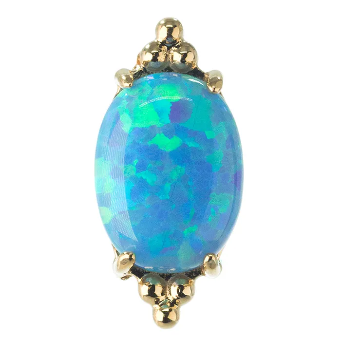 Anatometal Earrings threadless FaraTa End in Gold with Oval Opal Cabochon