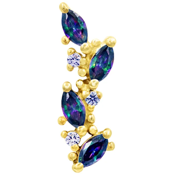 Andreia Threaded End in Gold with Mystic Topaz Alexandrite CZs Junipurr Jewelry Earrings