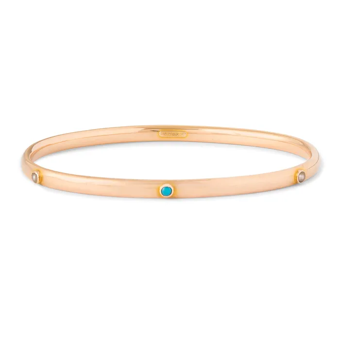 Antique Bracelets Turquoise and Pearl 14k Gold Bangle Bracelet
