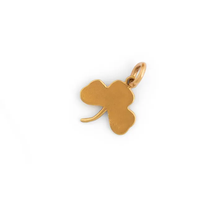 Antique Earrings Victorian Enamel Clover and 14k Gold Charm