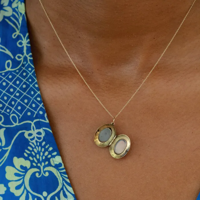Antique Necklaces Victorian 14k Gold and Enamel Petite Locket