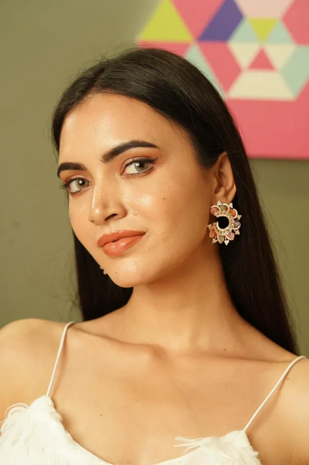 Attrangi Earrings Amelia Multi Colour Beaded Diamond Studs LaLa Land Collection