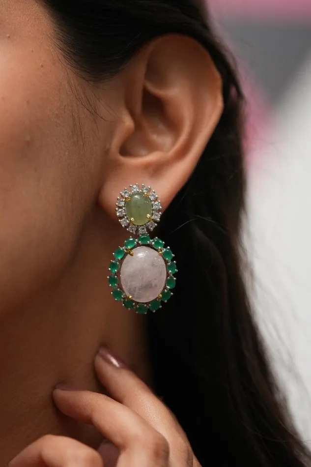 Attrangi Earrings Bitter Sweet Pink Mint Mid Sized Earrings GemZ Collection Attrangi Earrings Bitter Sweet Pink Mint Mid Sized Earrings GemZ Collection