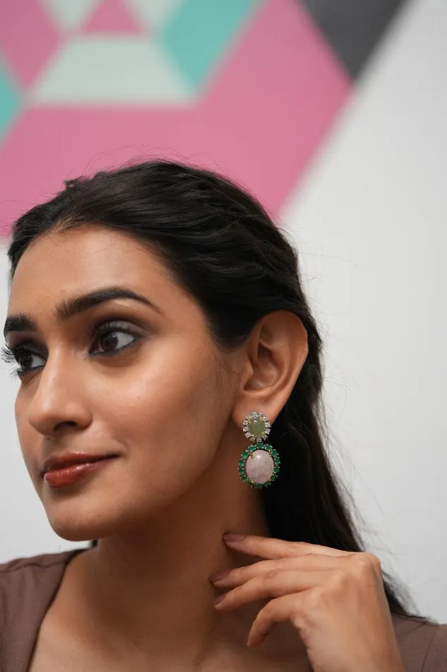 Attrangi Earrings Bitter Sweet Pink Mint Mid Sized Earrings GemZ Collection Attrangi Earrings Bitter Sweet Pink Mint Mid Sized Earrings GemZ Collection