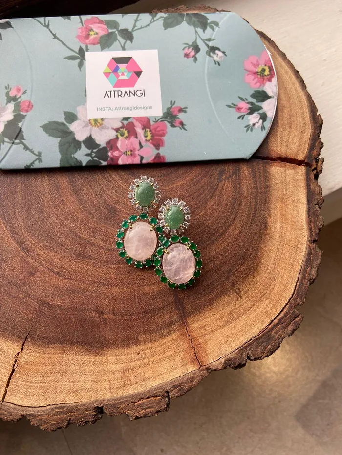 Attrangi Earrings Bitter Sweet Pink Mint Mid Sized Earrings GemZ Collection Attrangi Earrings Bitter Sweet Pink Mint Mid Sized Earrings GemZ Collection