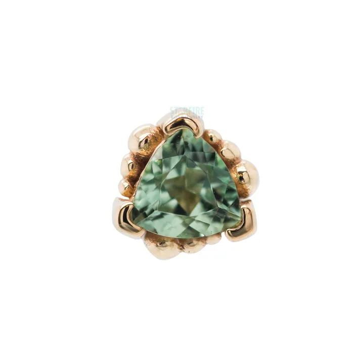Beaded Trillion Threaded End in Gold with Seafoam Tourmaline Body Vision BVLA Earrings Beaded Trillion Threaded End in Gold with Seafoam Tourmaline Body Vision BVLA Earrings