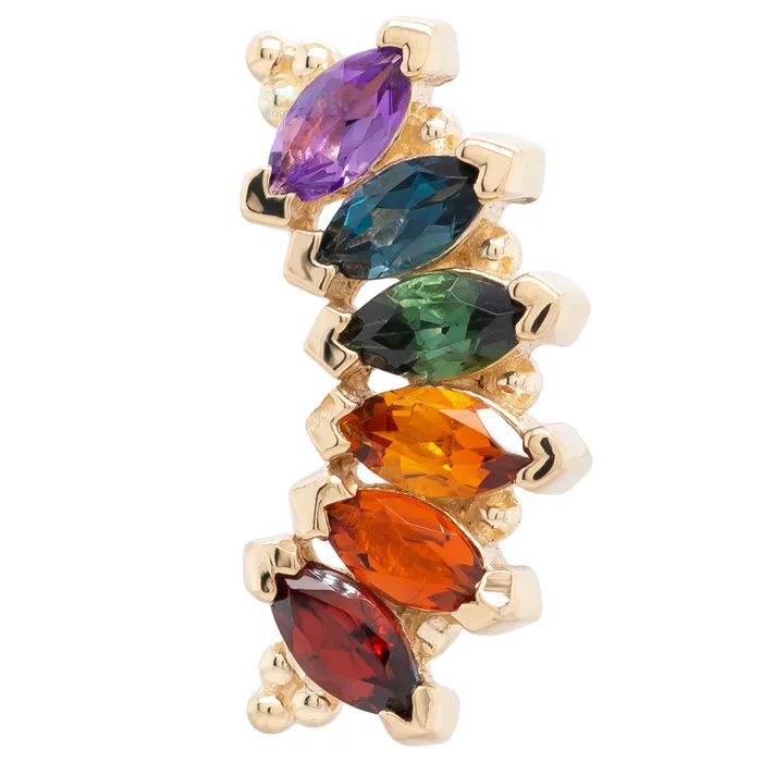 Body Vision BVLA Earrings 6 Gem Marquise Panaraya Threaded End in Gold Rainbow 2 with Genuine Gemstones Body Vision BVLA Earrings 6 Gem Marquise Panaraya Threaded End in Gold Rainbow 2 with Genuine Gemstones