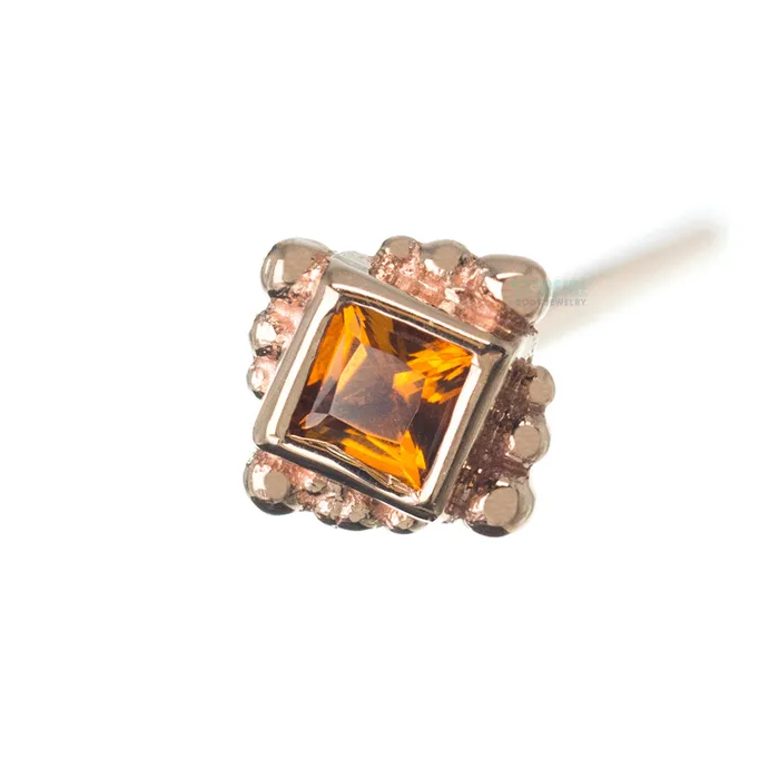 Body Vision BVLA Earrings Beaded Princess Nostril Screw in Gold with Citrine