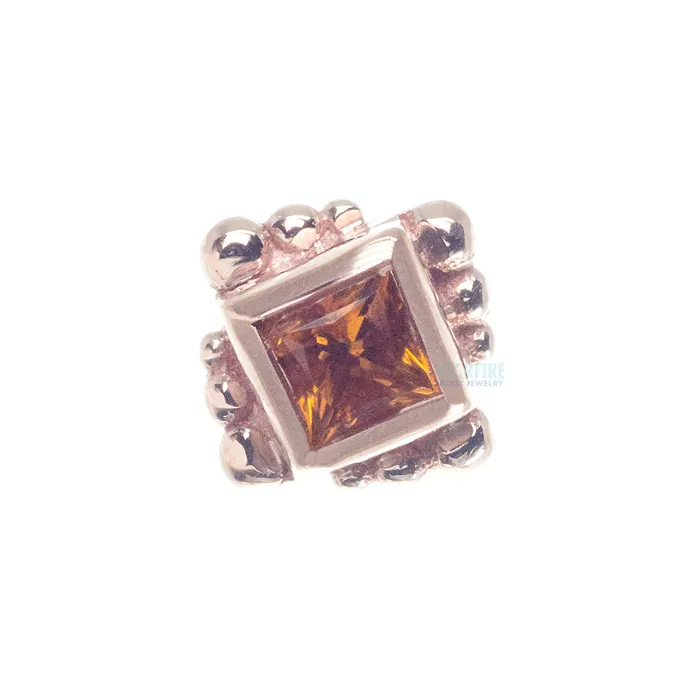 Body Vision BVLA Earrings Beaded Princess Nostril Screw in Gold with Citrine