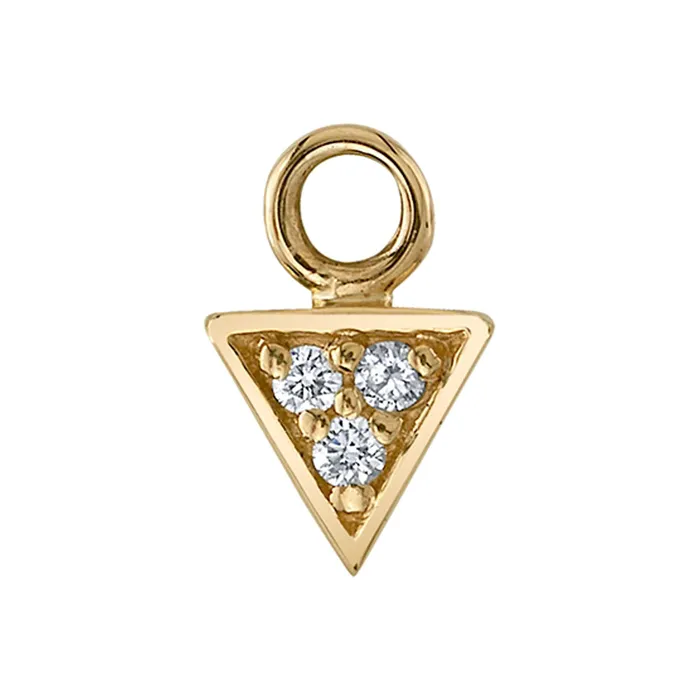 Body Vision BVLA Earrings Micro Pave Triangle Charm in Gold with White CZs