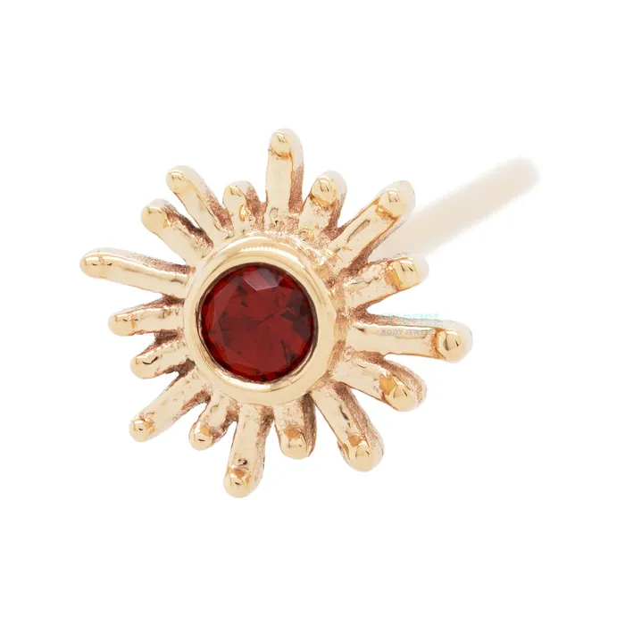 Body Vision BVLA Earrings Sun Ray Nostril Screw in Gold with Garnet