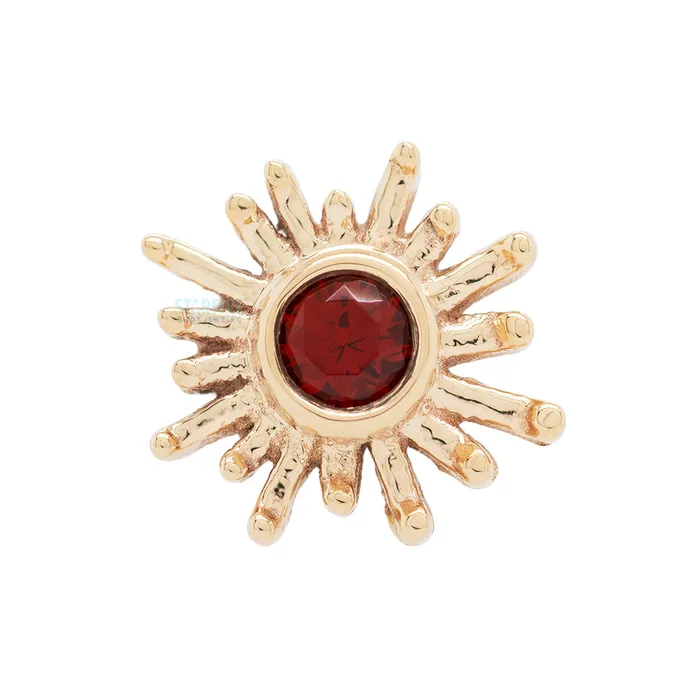 Body Vision BVLA Earrings Sun Ray Nostril Screw in Gold with Garnet
