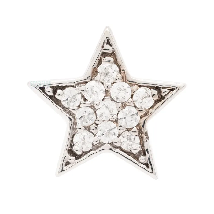 Body Vision BVLA Micro Pave Star Nostril Screw in Gold with White CZs Earrings