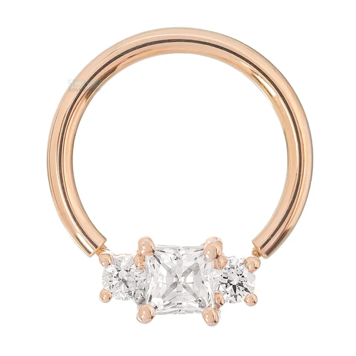 Body Vision BVLA Rings Princess with Accents Segment Ring in Gold with White CZs Body Vision BVLA Rings Princess with Accents Segment Ring in Gold with White CZs