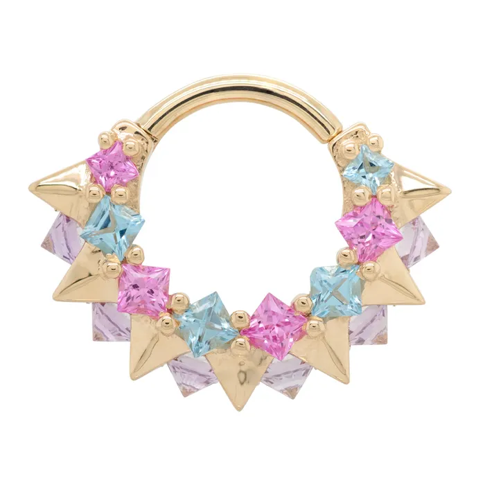 Body Vision BVLA Rings Tara Hinge Ring in Gold with Swiss Blue Topaz Pink Sapphire Light Amethyst Body Vision BVLA Rings Tara Hinge Ring in Gold with Swiss Blue Topaz Pink Sapphire Light Amethyst
