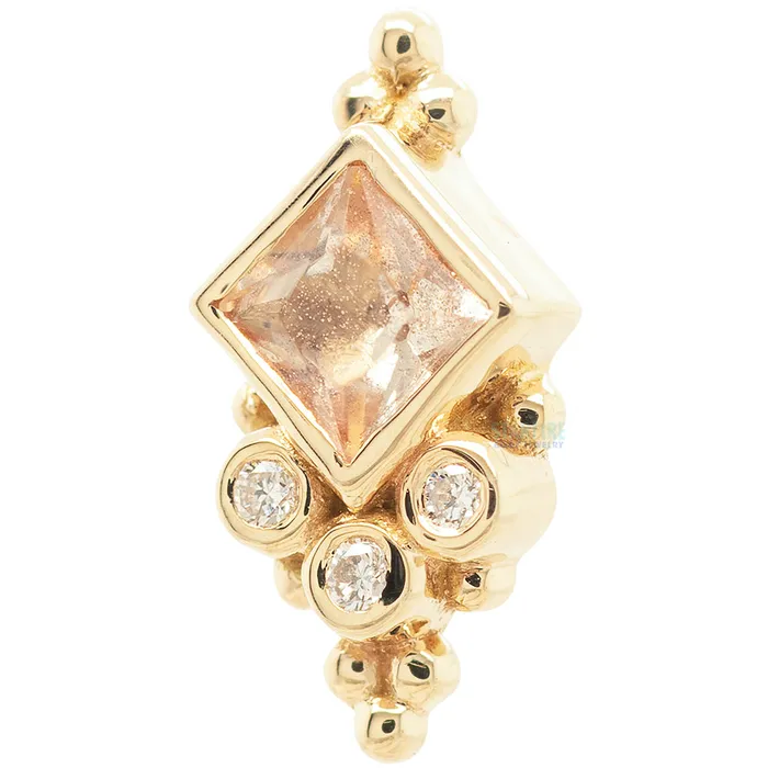 Body Vision BVLA Sarai Princess Threaded End in Gold with Oregon Sunstone Diamonds Earrings Body Vision BVLA Sarai Princess Threaded End in Gold with Oregon Sunstone Diamonds Earrings