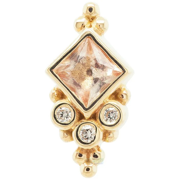 Body Vision BVLA Sarai Princess Threaded End in Gold with Oregon Sunstone Diamonds Earrings