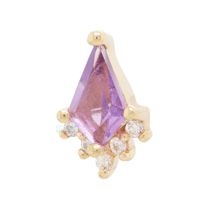 Buddha Jewelry Organics Necklaces threadless Noble End in Gold with Amethyst White CZs Buddha Jewelry Organics Necklaces threadless Noble End in Gold with Amethyst White CZs