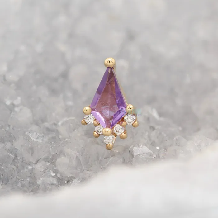 Buddha Jewelry Organics Necklaces threadless Noble End in Gold with Amethyst White CZs