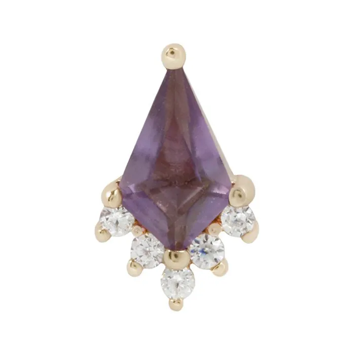 Buddha Jewelry Organics Necklaces threadless Noble End in Gold with Amethyst White CZs