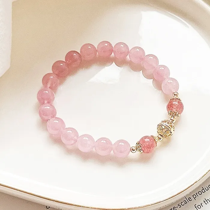 C121 Rose Quartz with Strawberry Crystal Luxe Collection Necklaces