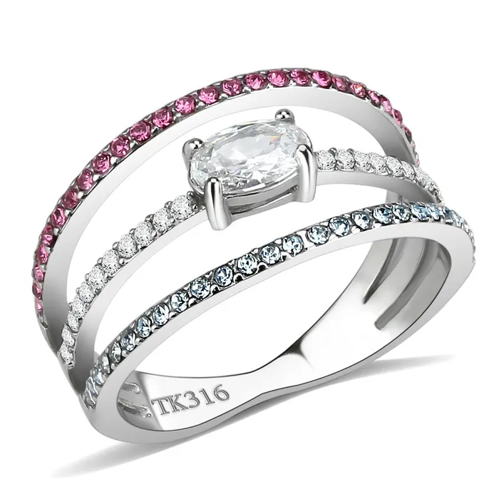 CJ386 Wholesale Womens Stainless Steel AAA Grade CZ Multi Color Pastel Ring Green Rings CJ386 Wholesale Womens Stainless Steel AAA Grade CZ Multi Color Pastel Ring Green Rings
