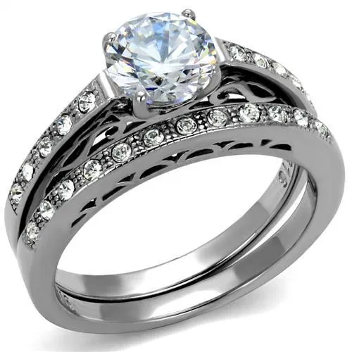 CJE2477 Wholesale Womens Stainless Steel AAA Grade CZ Clear Ring Set Green Rings CJE2477 Wholesale Womens Stainless Steel AAA Grade CZ Clear Ring Set Green Rings