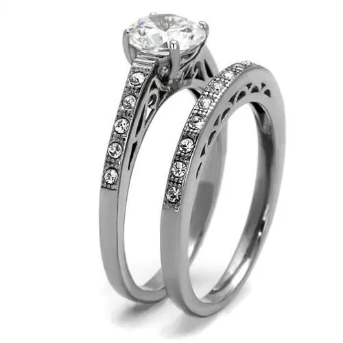 CJE2477 Wholesale Womens Stainless Steel AAA Grade CZ Clear Ring Set Green Rings CJE2477 Wholesale Womens Stainless Steel AAA Grade CZ Clear Ring Set Green Rings