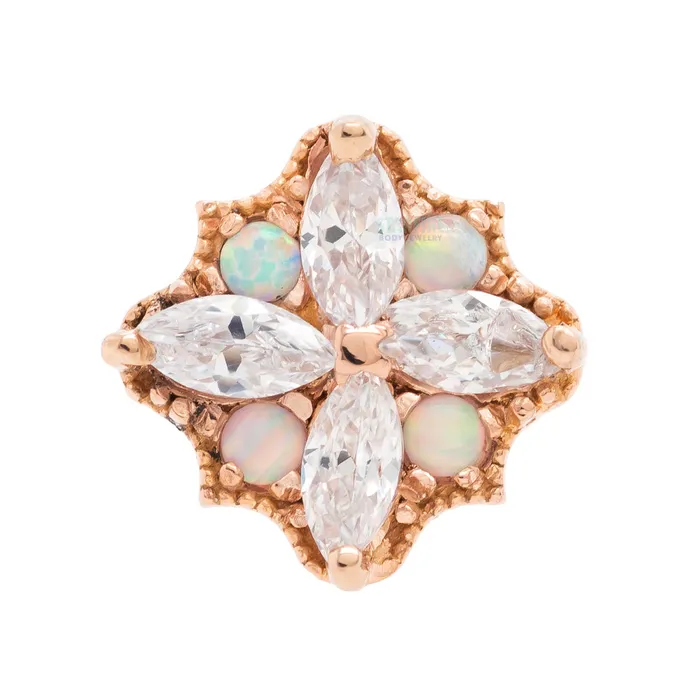 Earrings Amira End in Gold with CZs Opals on flatback Kiwi Diamond