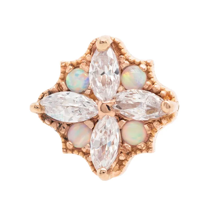 Earrings Amira End in Gold with CZs Opals on flatback Kiwi Diamond