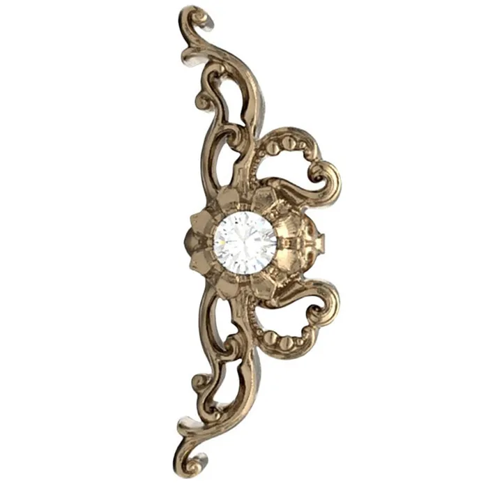 Earrings Anatometal Flourish 2 Threaded End in Yellow Gold with BrilliantCut Gem