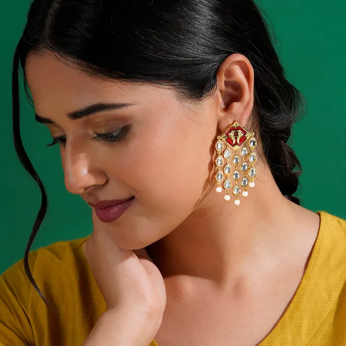 Earrings Ashoka Maroon Orange Truck Art Earrings Teejh