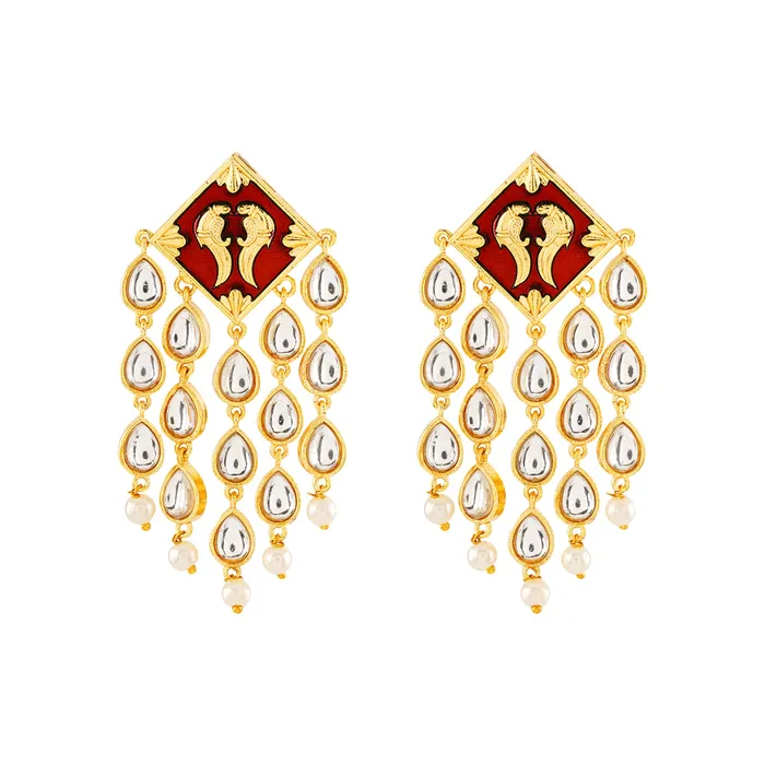 Earrings Ashoka Maroon Orange Truck Art Earrings Teejh