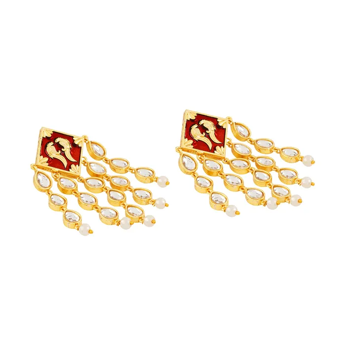 Earrings Ashoka Maroon Orange Truck Art Earrings Teejh