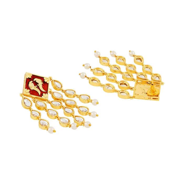 Earrings Ashoka Maroon Orange Truck Art Earrings Teejh