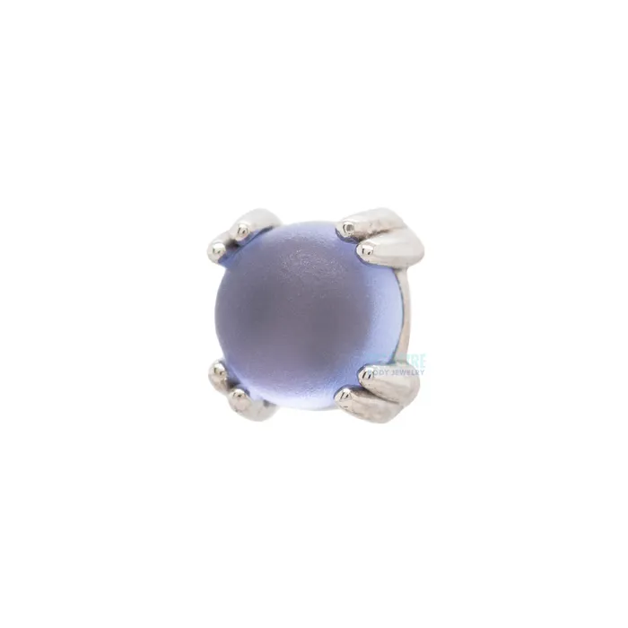 Earrings Body Vision BVLA Sandblasted Tanzanite Cabochon Prong Set Threaded End in Gold