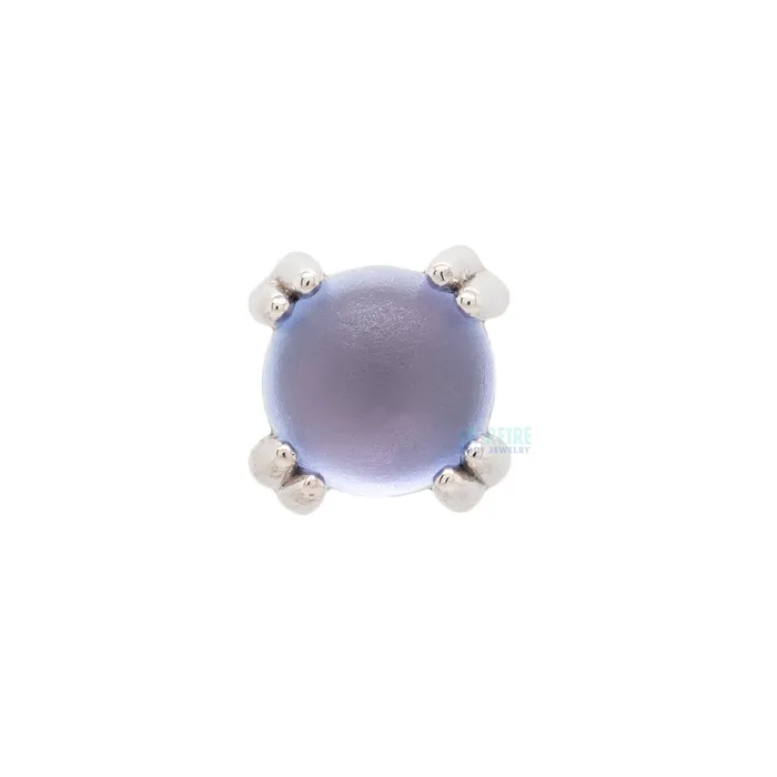 Earrings Body Vision BVLA Sandblasted Tanzanite Cabochon Prong Set Threaded End in Gold