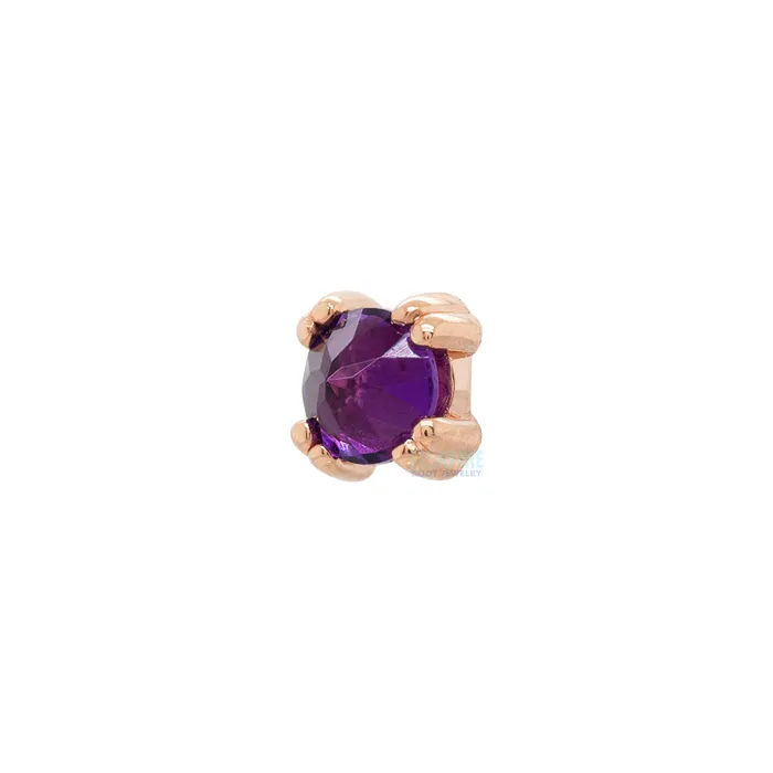 Earrings Body Vision BVLA threadless Reverse Set Amethyst Cabochon Prong Set Pin in Gold