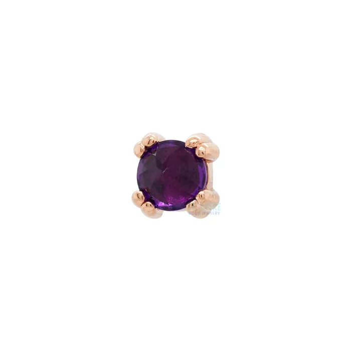 Earrings Body Vision BVLA threadless Reverse Set Amethyst Cabochon Prong Set Pin in Gold