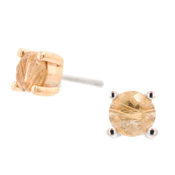 Earrings Buddha Jewelry Organics threadless ProngSet Rutilated Quartz End in Gold Earrings Buddha Jewelry Organics threadless ProngSet Rutilated Quartz End in Gold