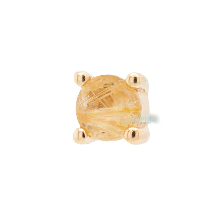 Earrings Buddha Jewelry Organics threadless ProngSet Rutilated Quartz End in Gold