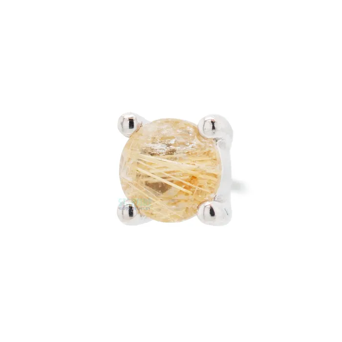 Earrings Buddha Jewelry Organics threadless ProngSet Rutilated Quartz End in Gold