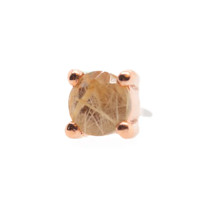 Earrings Buddha Jewelry Organics threadless ProngSet Rutilated Quartz End in Gold